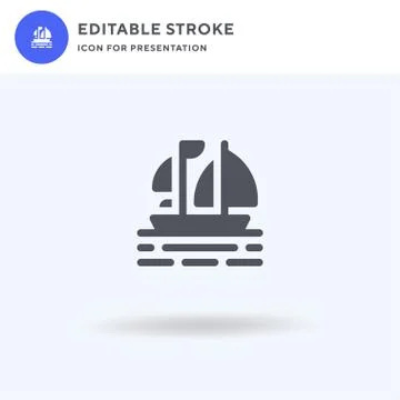 Sailing icon vector, filled flat sign, solid pictogram isolated on white, log 스톡 일러스트