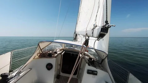 Sailing on IJsselmeer with a low wind Video stock 116483750