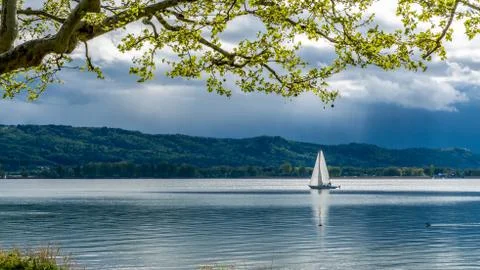 Sailing lake constance Stock Photos