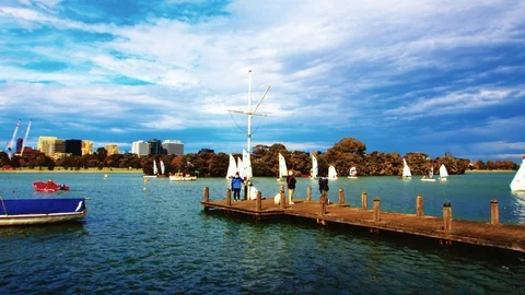 Sailing in the lake Stock Footage 116410464