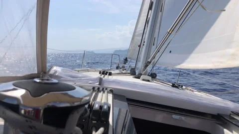 Sailing off Limassol coast on Cyprus first person view Stock Footage 143126004