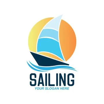Sailing logo with text space for your slogan / tag line, vector illustration Stock Illustration