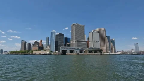 Sailing by Lower Manhattan on a Beautiful Summer Day Timelapse Stock Footage 219162402