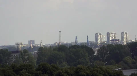 Sailing in a modern city Stock Footage 45964433