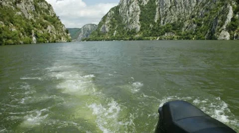 Sailing with motorboat Stock Footage 10769022