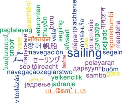 Sailing multilanguage wordcloud background concept Stock Illustration