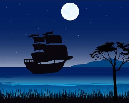 Sailing nave seaborne Stock Illustration
