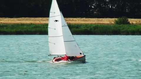 Sailing with a nice small sailboat. Stock Footage 95438204