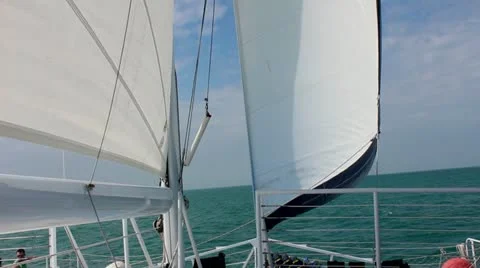 Sailing on the ocean in a catamaran Video stock 21770141