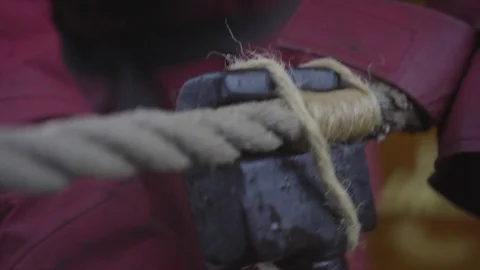 Sailing Old Tool to Whip Rope Stock-Footage 88511489