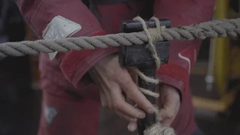 Sailing Old Tool to Whip Rope Stock Footage 88511562