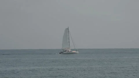 Sailing in open water Stock Footage 45967638