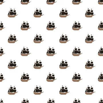 Sailing pirate ship continuous pattern for nautical designs Illustrazione stock