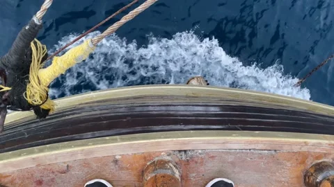 Sailing on a pirate ship during sunset Stock Footage 169109014