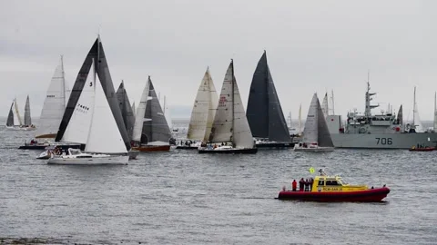 Sailing race start Stock Footage 131183958