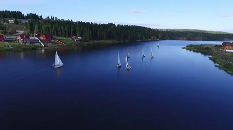 Sailing regatta in the bay Stock Footage 67209389