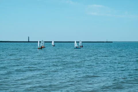Sailing regatta of the junior class. Stock Photos