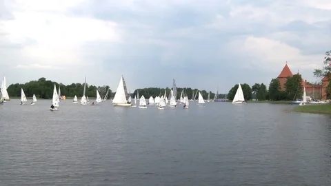 Sailing regatta in Trakai, Lithuania Video stock 95199773