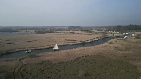 Sailing on the River Ant at How Hill #1(grd) Stock Footage