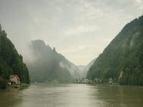 Sailing on a river in Austria Stock Footage
