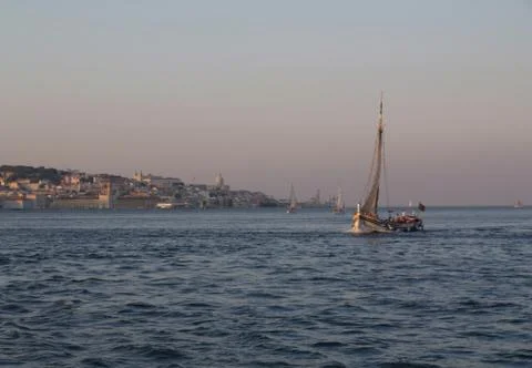 Sailing in the river Stock Photos