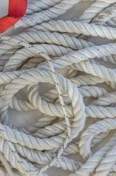 Sailing ropes with dash of red Stock Photos