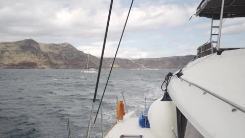 Sailing in the Santorini Archipelago Stock Footage 257673463