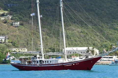 Sailing Schooner at anchor Stock Photos