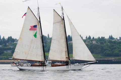 Sailing Schooner Underway Stock Photos