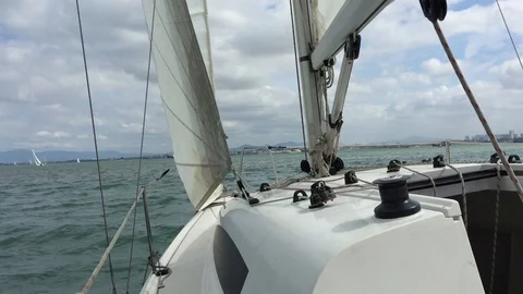 Sailing on the sea Stock Footage 128830214