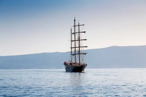 Sailing in the sea. Stock Photos