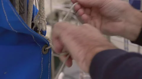 Sailing, Securing Sail Cover Stock Footage 45596364