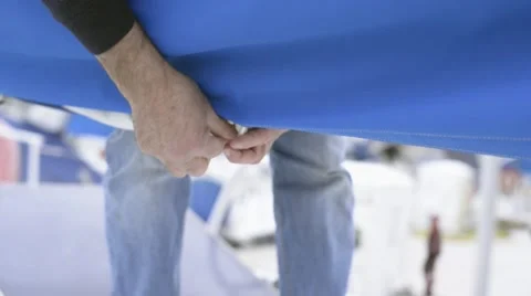 Sailing, Securing Sail Cover Stock Footage 45799254