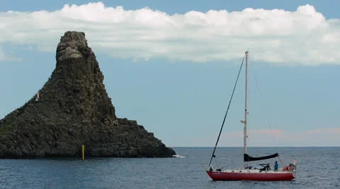 Sailing Ship by Aci Trezza stacks Stock Footage 23629075