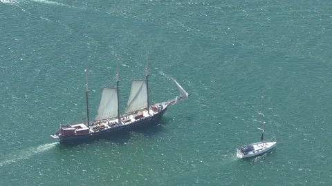 Sailing ship aerial view Stock Footage 148797568
