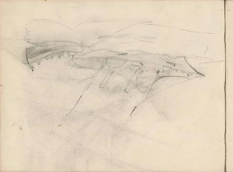Sailing ship and sloop on a stormy sea. Leaf 41 Verso from a sketchbook wi... Stock Photos