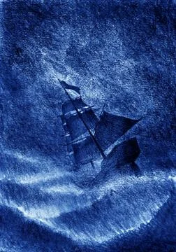 Sailing ship and the storm Stock Illustration