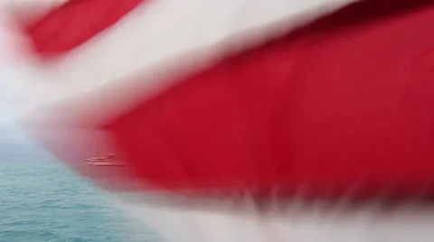SAILING SHIP AND WAVING FLAG Stock Footage 34390982