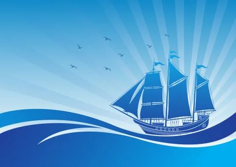Sailing Ship background Stock Illustration