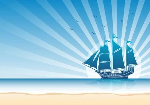 Sailing Ship background Illustrazione stock