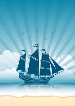 Sailing Ship background Stock Illustration
