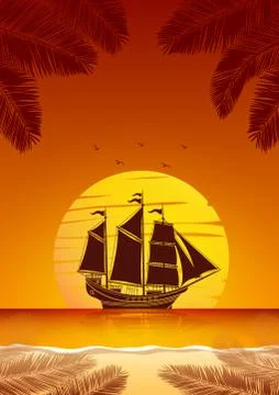 Sailing Ship background Stock Illustration