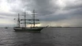 Sailing ship barque Alexander von Humboldt II passing by Bremerhaven 4k or 4k+ Resolution
