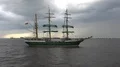 Sailing ship barque Alexander von Humboldt II passing by Bremerhaven 4k or 4k+ Resolution