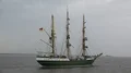 Sailing ship barque Alexander von Humboldt II passing by Bremerhaven 4k or 4k+ Resolution