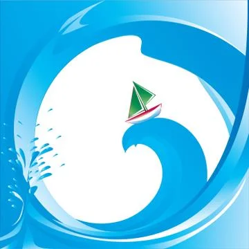 Sailing ship on big wave vector illustration Stock Illustration