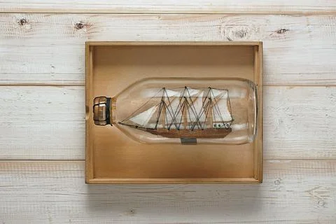 Sailing ship in the bottle Stock Photos