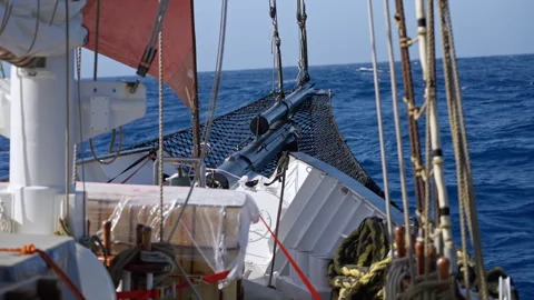 Sailing Ship Bow in Open Sea 库存影片 331992033