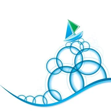 Sailing ship on bubbles Stock Illustration
