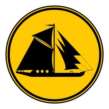 Sailing ship button. Illustration
